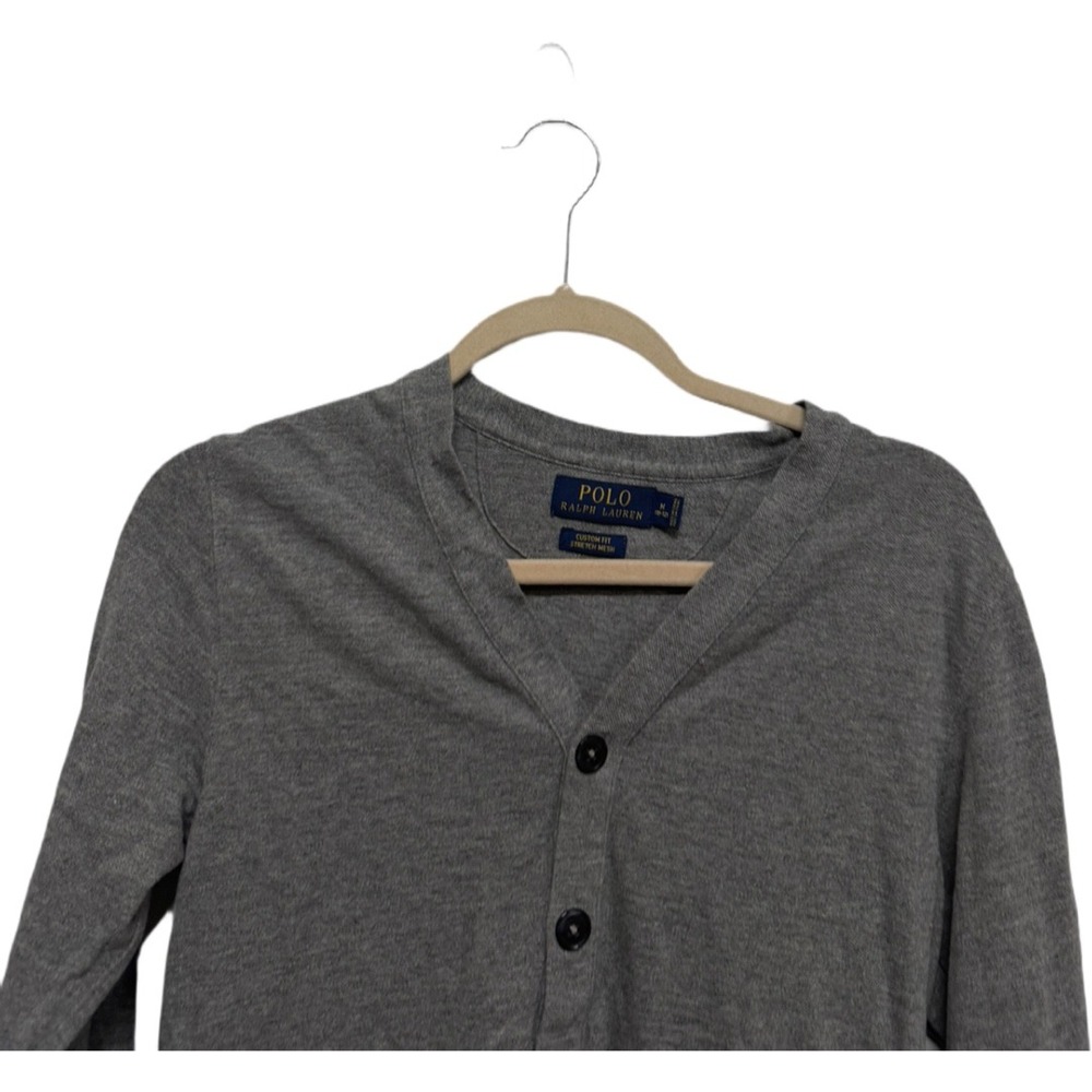 Polo Ralph Lauren Boys Gray Stretch Mesh Cardigan Sweater Size M 10-12 - Picture 2 of 6